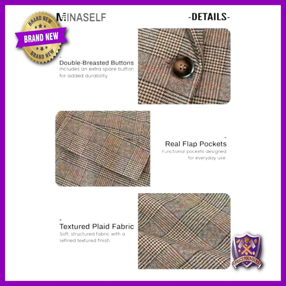 Plaid Houndstooth Blazer Fully Lined Button Lapel… - image 6